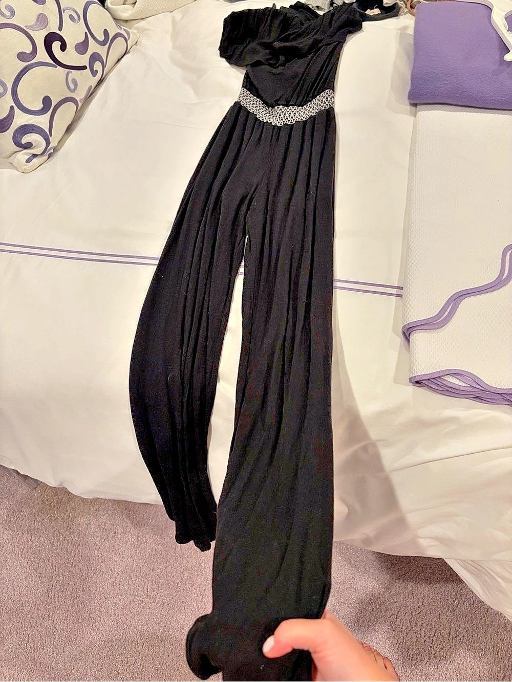Vintage Havana Black Strapless Wide Leg Jumpsuit